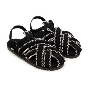 Farm Rio black and white ZigZag Stitch sandals